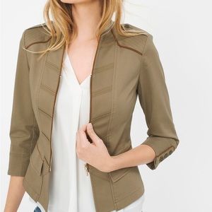 White House Black Market Military Crop Jacket 6P